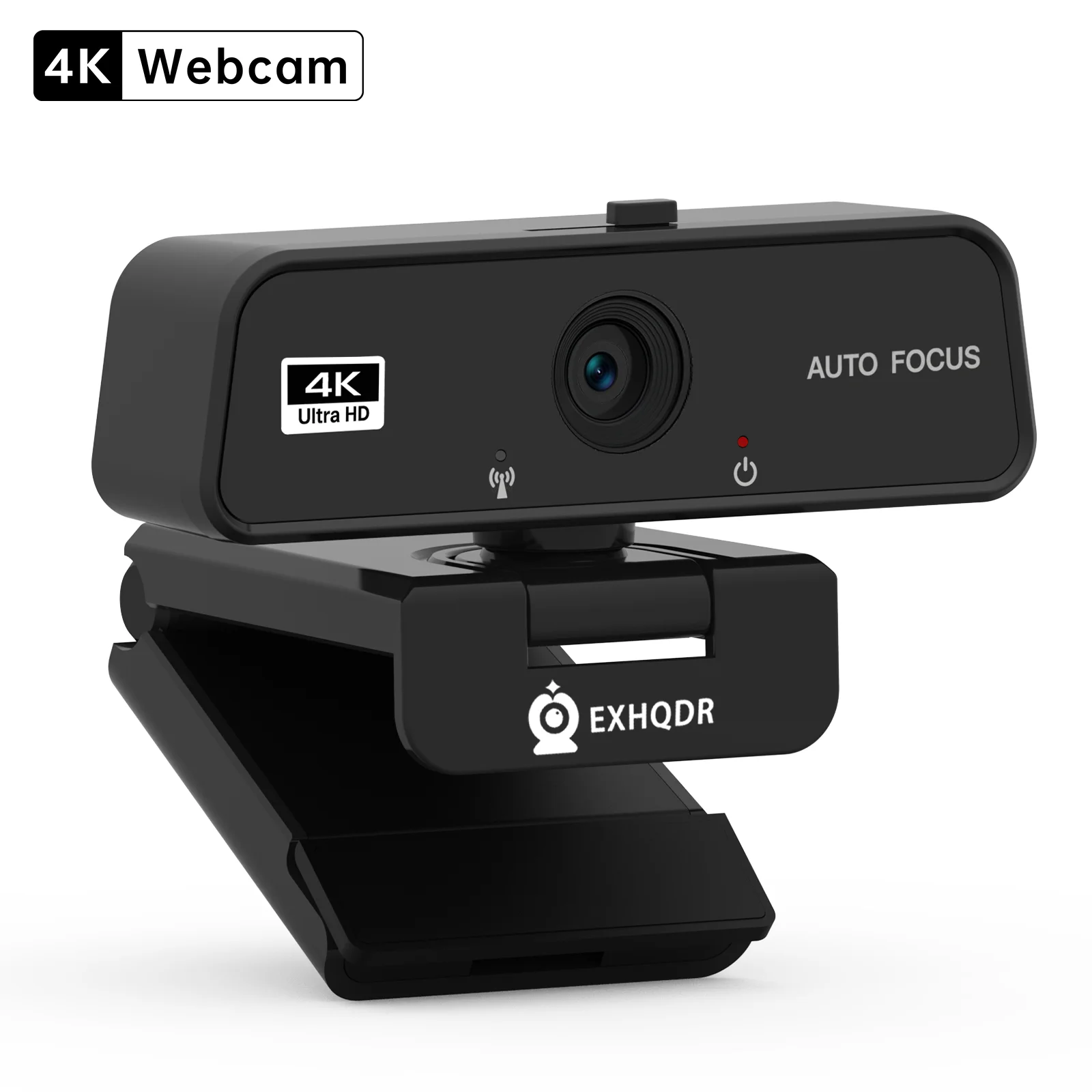 EXHQDR 4K USB Webcam with Autofocus, 8MP30fps, Slide Privacy Cover, Mic, Tripod, Type-C, for Zoom, Streaming, Video Call, PC/Mac