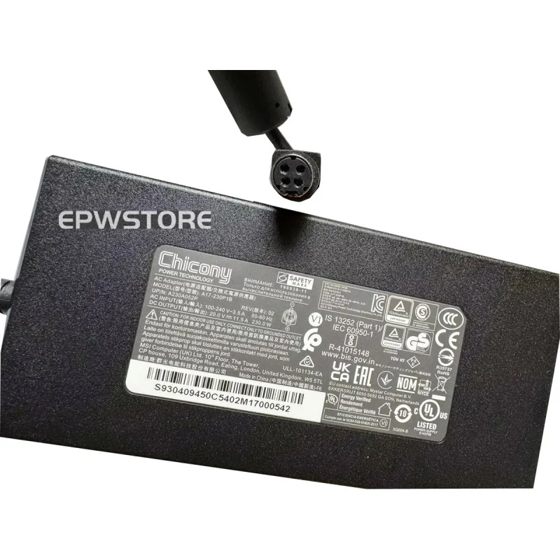 

AG+Chicony 20V 11.5A 230W AC Adapter Charger For CLEVO P770ZM P775DM-G P771DM-G