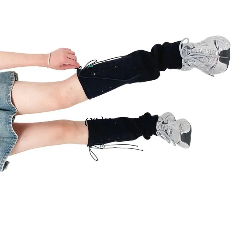 

Женский пронизан вязаный вязаный длинный носок, разрушенные ноги теплее harajukus boot sock y1ac