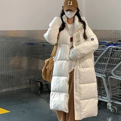 Thicken Down cotton Jacket Women's Hooded Warm Parka Female Long Korean Loose Coat Oversized Cotton Jackets 2024 Winter New