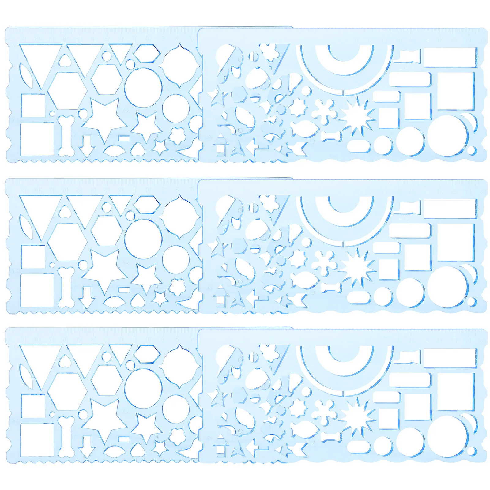 6 قطع من قوالب رسم الطلاب مساطر استنسل بلاستيكية أدوات هندسية متعددة الاستخدامات لصياغة العمارة واللوازم المدرسية