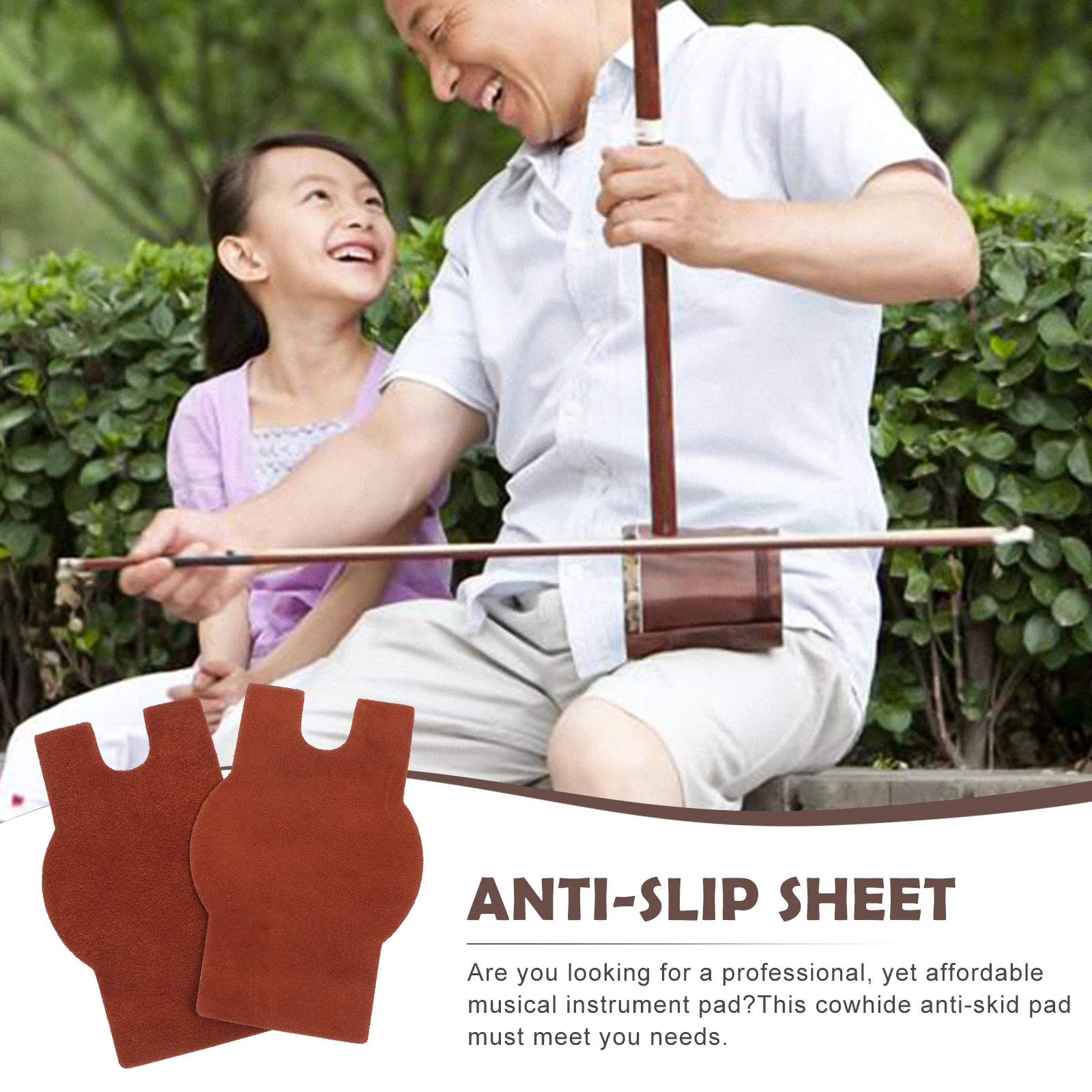 

2 Pcs Intelligent Erhu Non-slip Mat Musical Instrument Accessories Cowhide Anti- Skid Cushion