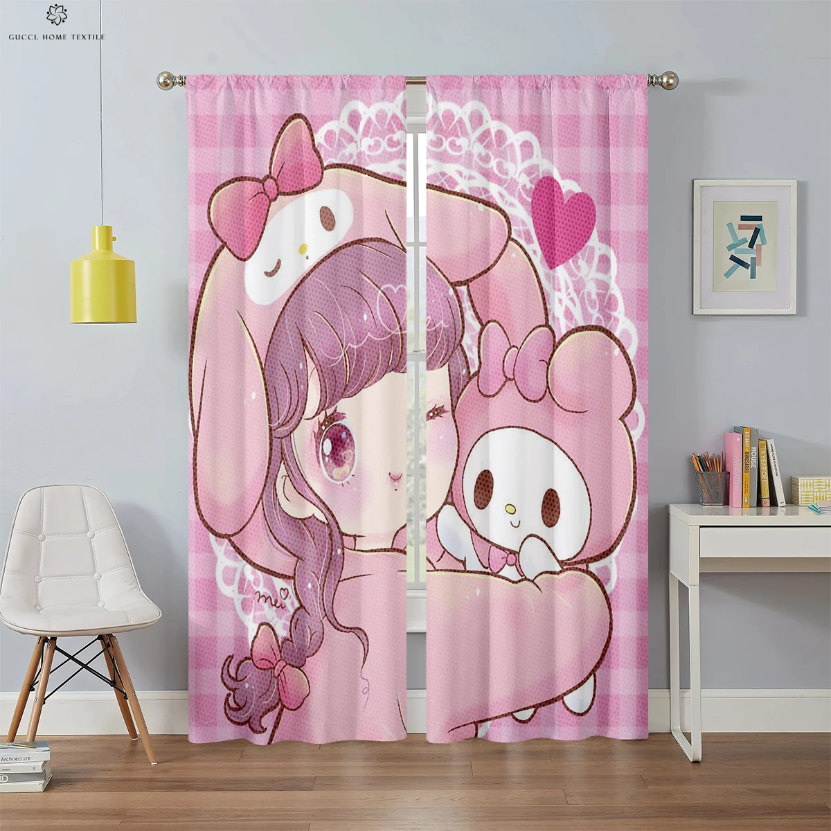 

Cartoon blackout heat insulation curtains for girls, anime cartoon, decorative, protective, pink, children's room, privacy