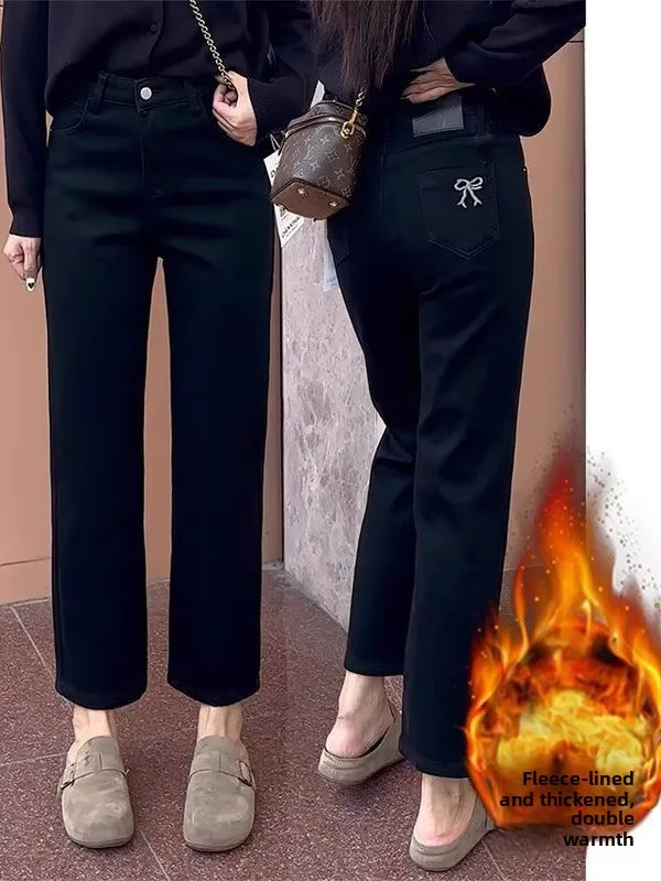 ハイウエストストレートレッグジーンズ レディース プラスサイズ 梨体型体型 着痩せ効果 ナインポイント チューブパンツ カジュアル スタイル