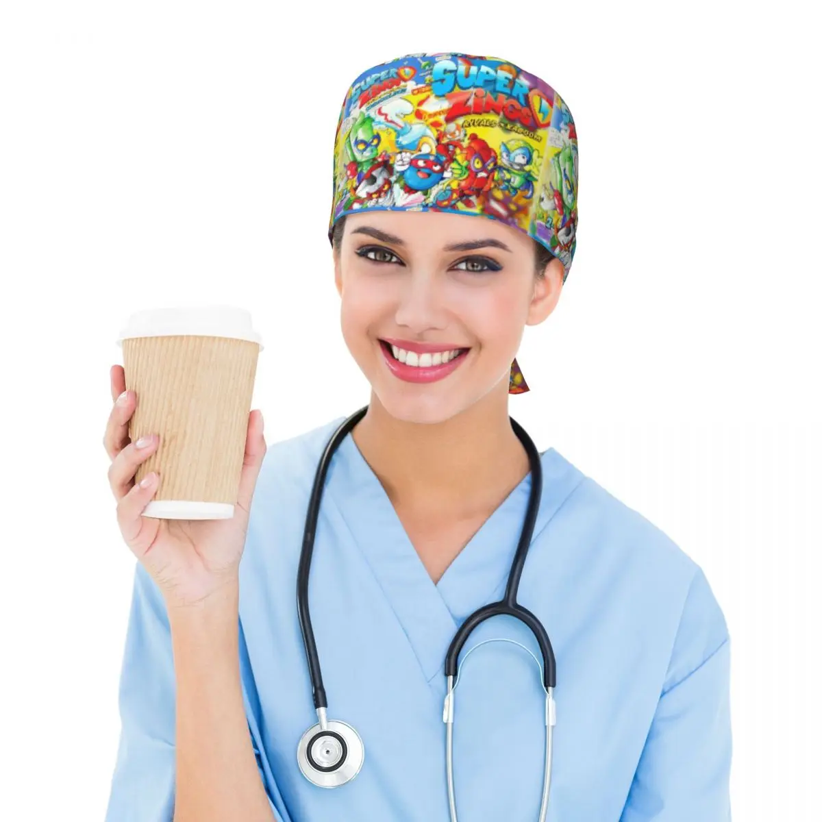 New Super Zings Cartoon Game Superzings Scrub Hat Doctor Working Surgical Cap Unisex Adjustable Nursing Caps for Dentist