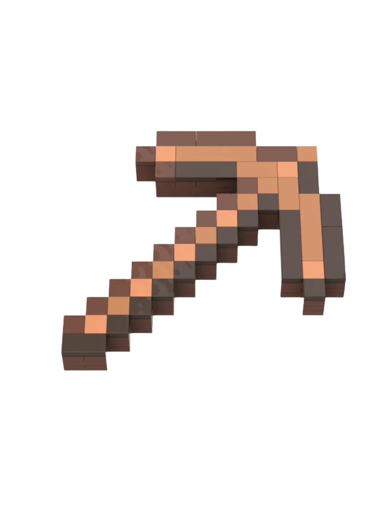 Conjunto de blocos de construção picareta de madeira pixel MOC-226123 jogo decoração presente de natal