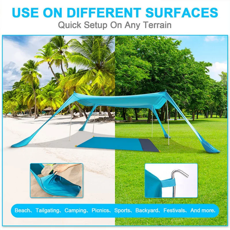 Multi-Specification Beach Vacation Leisure Canopy Outdoor Portable Beach Canopy Lycra Fabric Windproof Sunshade Canopy