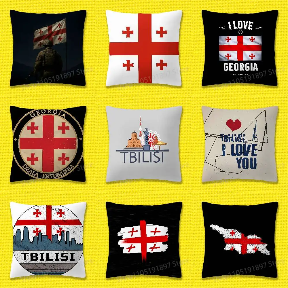 

Georgia Tbilisi Passport Flag Map Throw Pillow Case For 45cm 40cm 30cm 50cm 55cm Square Home Pillowcase Case