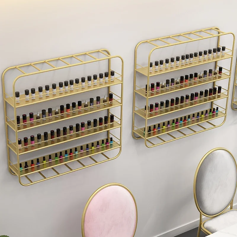 Nail Shop Wall Mounted Shelf Toenail Polish Display And Ribbon Storage Rack Flower Business Walling Organizer Beauty Salon Show