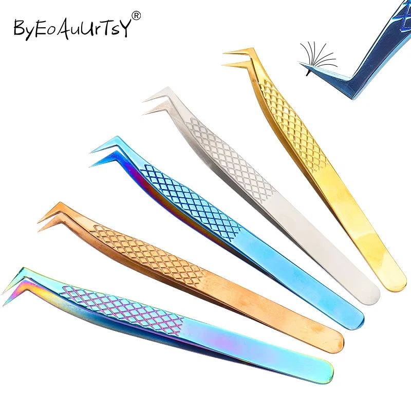 Stainless Steel Fish Scale Tweezers Professional Eyelashes High Precision Anti-static Tweezers Eyelash Extensions Makeup Tools