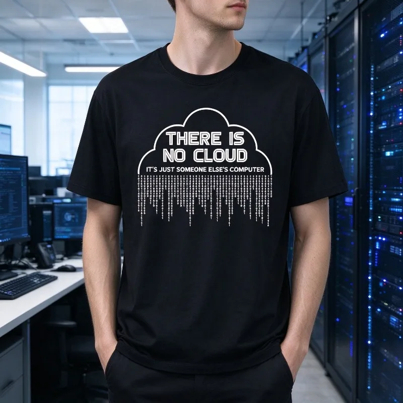 There Is No Cloud Binary T-Shirt Men Modal Short Sleeve Funny Programmer Computer Network Casual Tech Tee