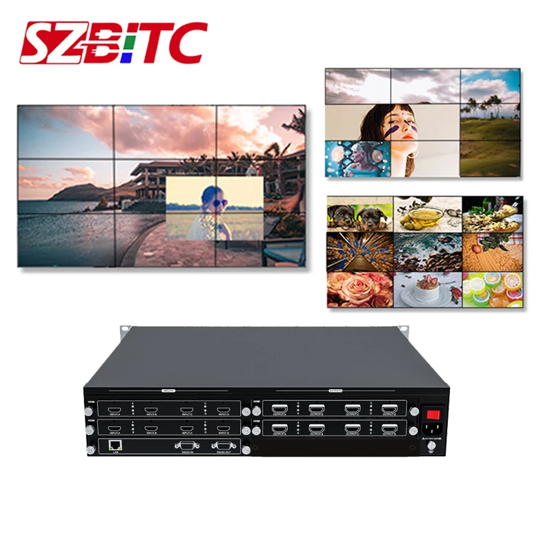 SZBITC LCD Video wall Processor 4x4 8x8 8x12 HDMI DVI SDI VGA Video Wall Controller PIP,window,Roam,RS232 Control For LCD LED