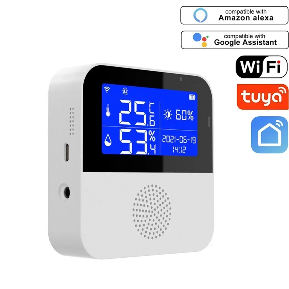 Smart Life WIFI Temperature And Humidity Sensor Alarm Meter Intelligent Thermometer Detector With LCD Display