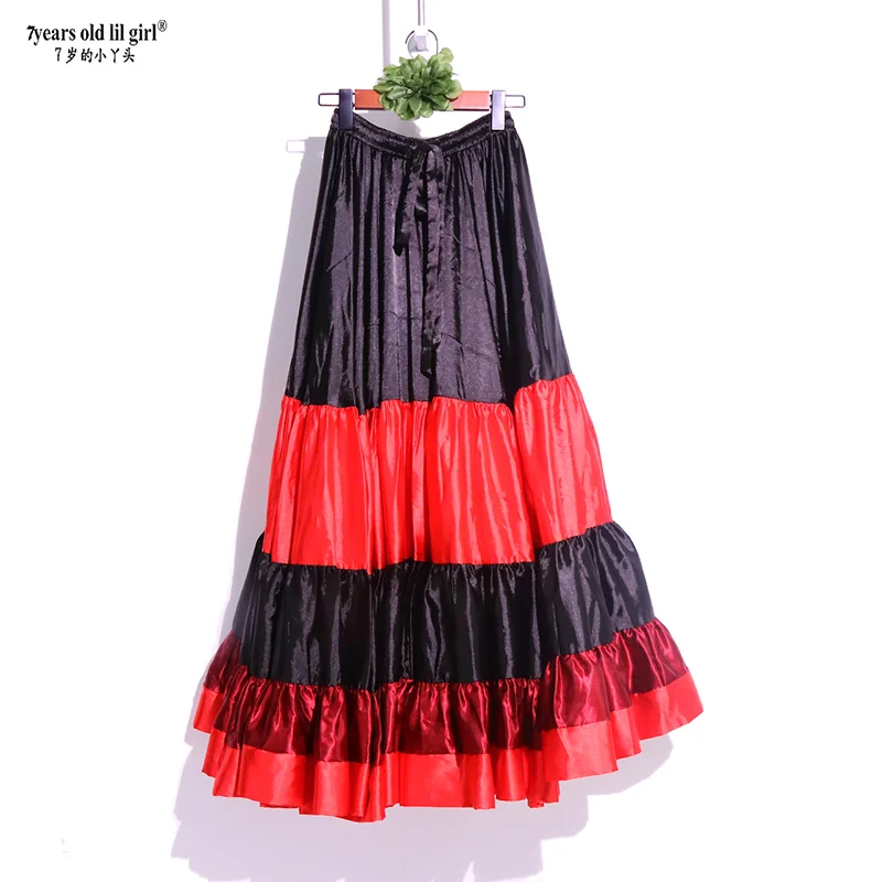 20 Sân 4 Tầng Satin Váy Múa Bụng Giang Hồ Đá Bộ Lạc Flamenco 9EX11