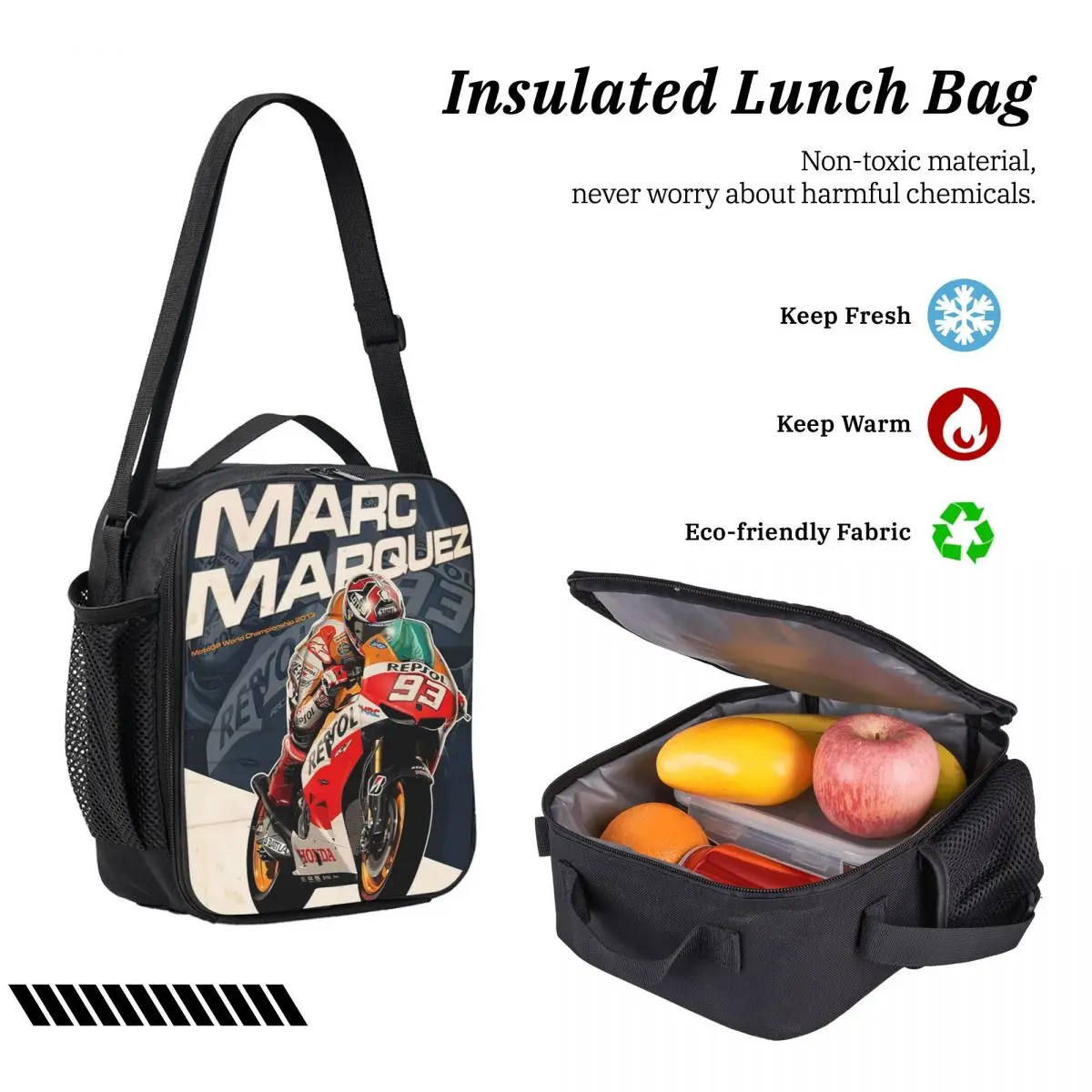 Moto Marc Marqueze 93 Zaino Ragazzi Ragazze BookBag Borsa da scuola Borse a tracolla per computer Borsa da pranzo isolata 3ps Astuccio