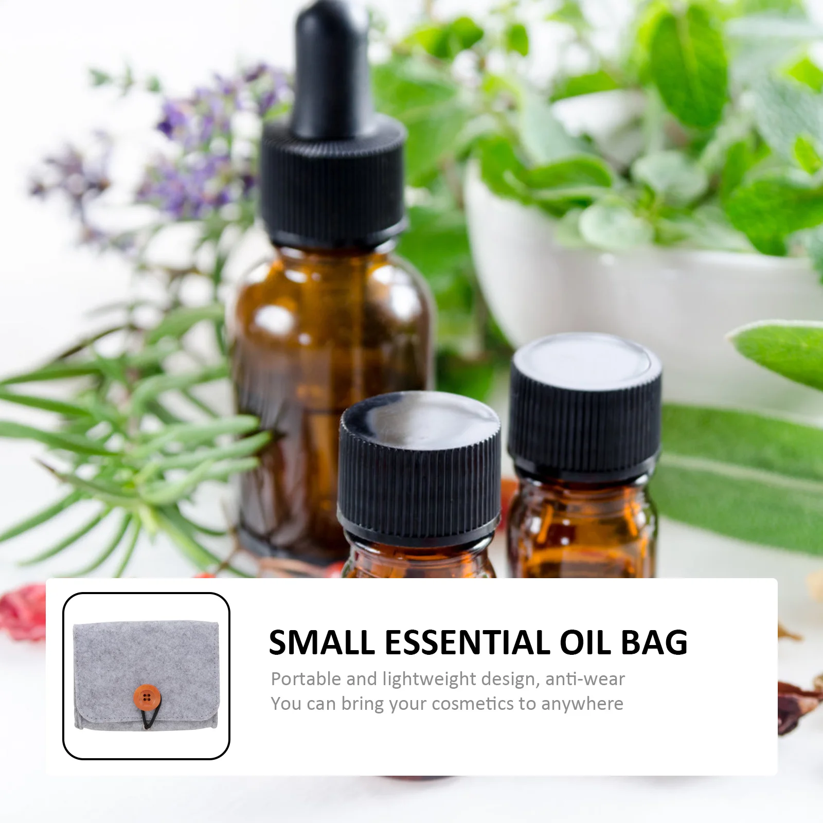 

2pcs Essential Oil Storage Bag Premium Felt Non-Woven Fabric Portable Travel Pouch For Roller Bottles Compact Organizer