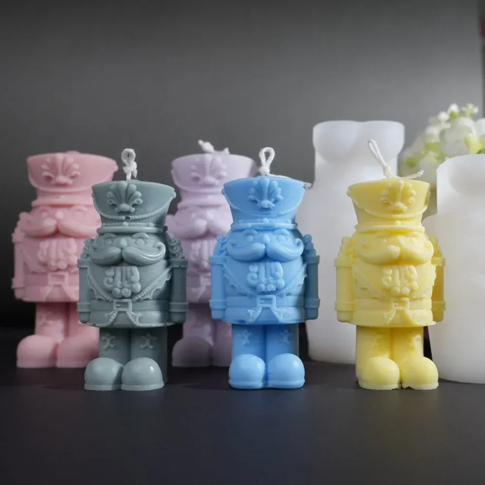 Standing Walnut Soldier Silicone Scented Candle Mold DIY Fat Beard Human Resin Mould Gypsum Making Tool Craft Gifts Party Decor