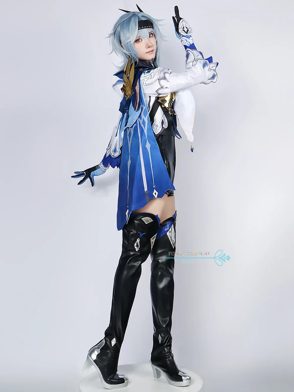 Genshinimpact Eula Cosplay Fantasia, Vestido e Peruca, Totalmente Definido, Personagem Anime, Roupas de Festa de Carnaval