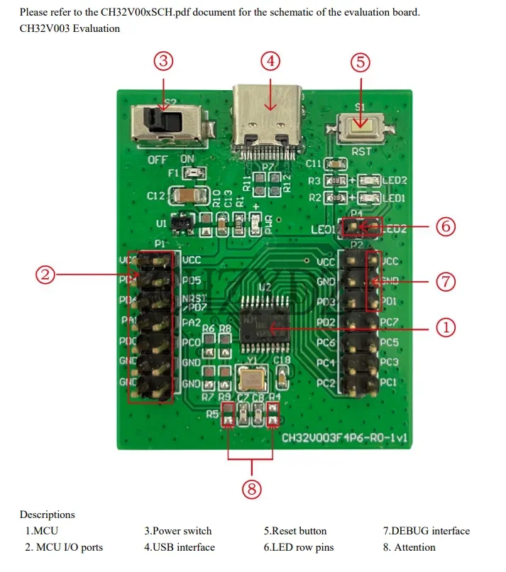 100% Original CH32V003 Development Board Kit CH32V003 F4P6-EVT Evaluation Board