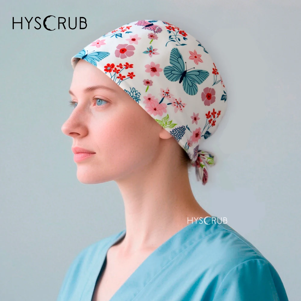 Cartoon Butterfly printed surgical cap Scrubs Cap Operating Room Hat Medical Scrub hat