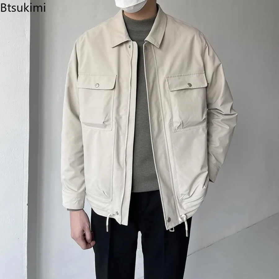 

New 2025 Men's Collar Jacket Spring and Autumn Workwear Casual Korean Version Trendy Short Cut Slim Fit Assault Jackets for Men