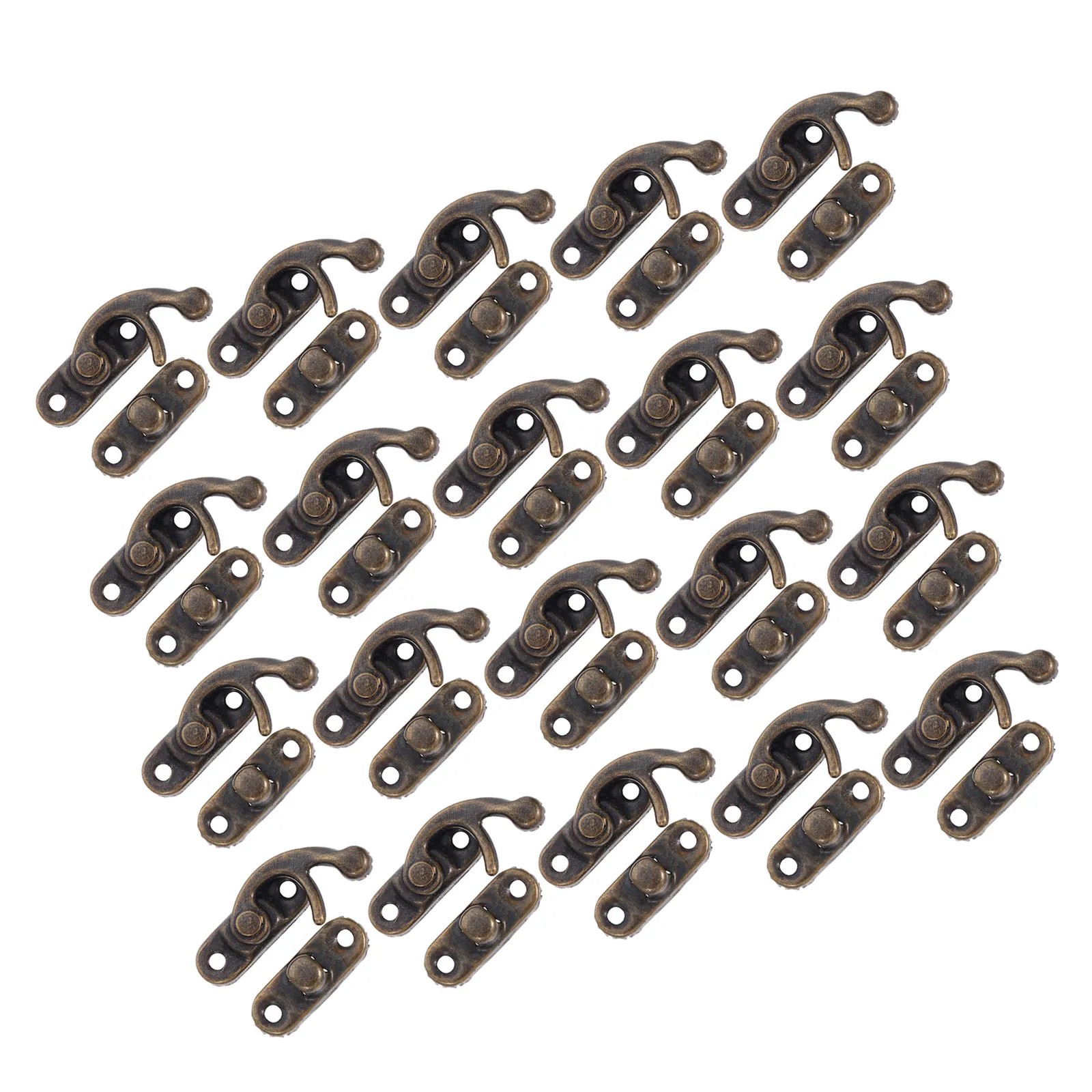 60Pcs Bronze Box Latch Hook Hasps Cabinet Door Buckle Vintage Jewelry Box Toolbox Keepsake Chest Decorative Closure