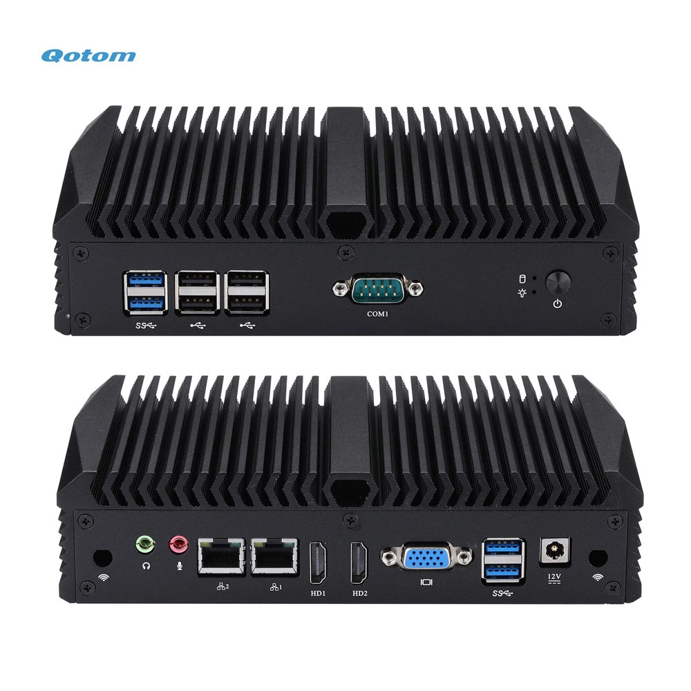 Qotom OEM Industrial Box Computer I5 Mini PC Thin Small Size WIFI HD VGA LAN Fanless PC With VESA Bracket