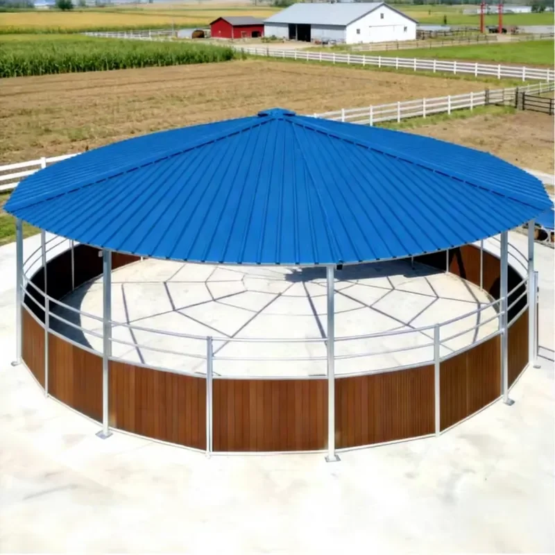 Heavy Pen Automatic Horse Walker Galvanized Frame Adjustable Speed Equine Exerciser Metal Bamboo Core