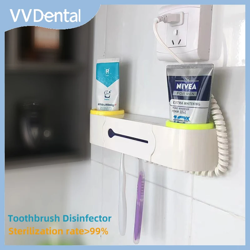 

UV Toothbrush Sterilizer Holder Toothpaste Storage Traceless Wall-mounted Bathroom Waterproof Tooth Brush Organizer Accessories