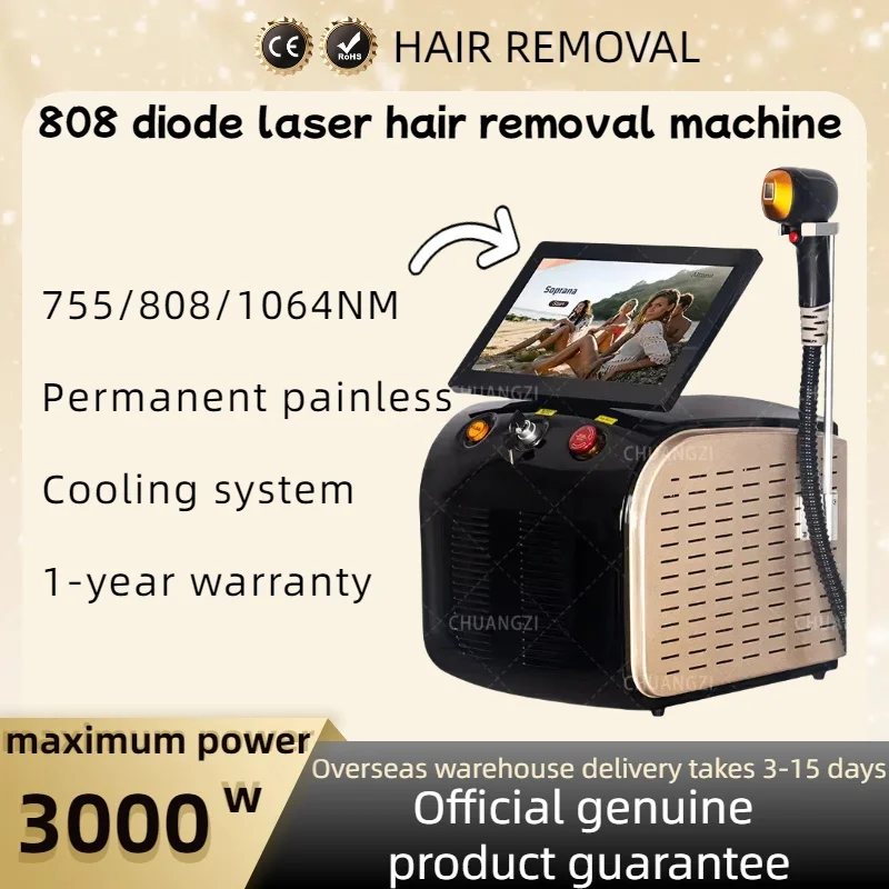 Factory Price 3000W Laser Ice Platinum Triple Wavelength 755 808 1064 Ice Diode Laser effective Hair Removal Machine