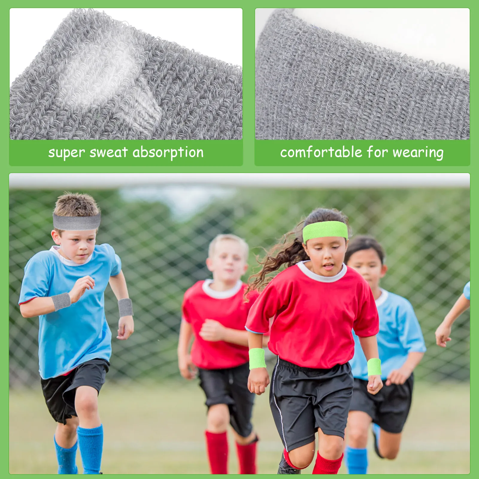 

4 set Sweatband Set For Kids Boys Sports Headbands Anti Slip Yoga Running Basketball Wristbands Stretchable Breathable Gift For