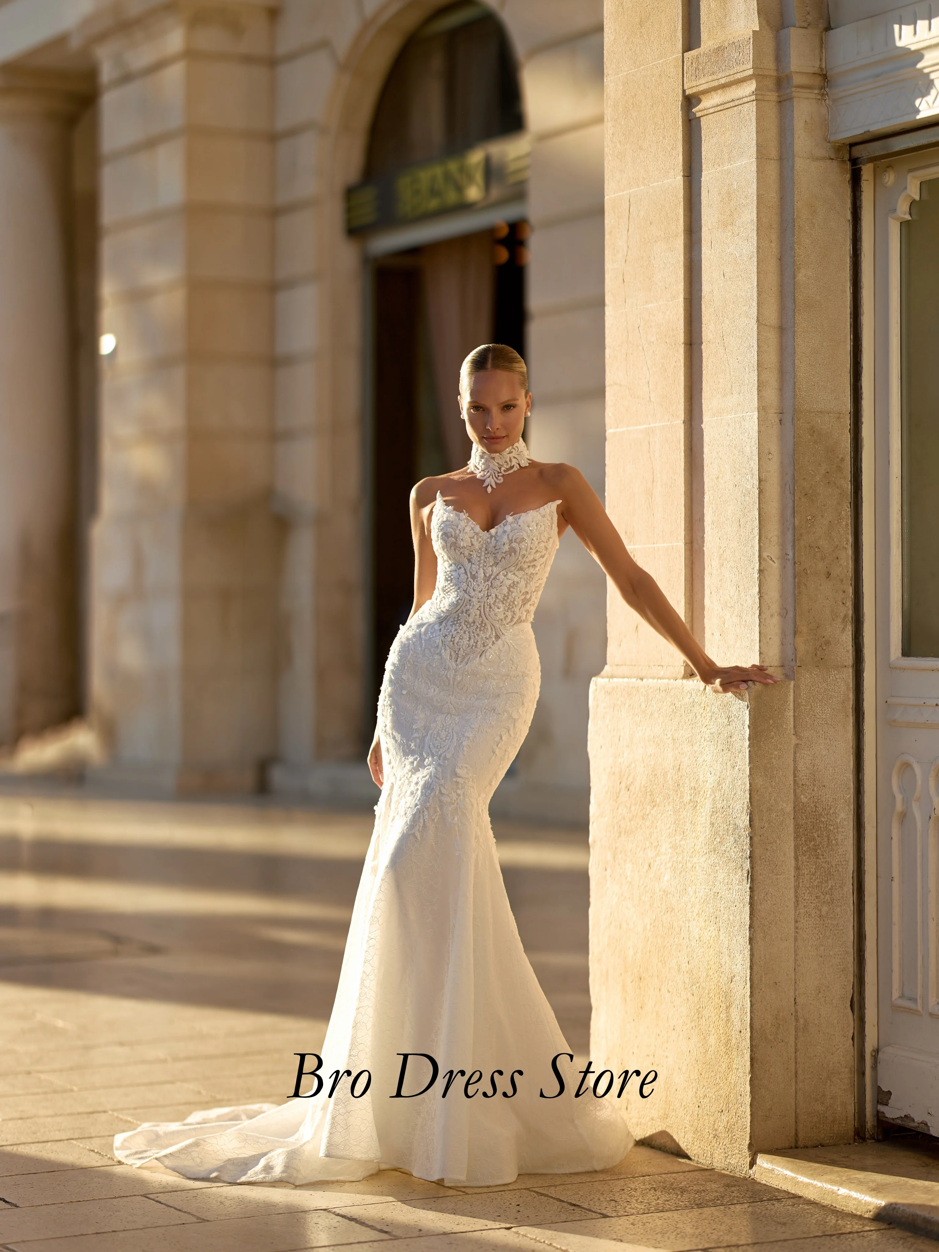 Customized Luxury Lace Mermaid Wedding Dress Detachable Overskirt Sweetheart Beaded Bridal Gown Wedding Dress Vestido De Novia