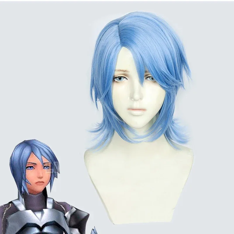 Kingdom Hearts III Aqua Cosplay peluca juego de rol pelo de fiesta para Navidad Halloween azul 2019 nuevas pelucas de pelo GANME ANIME + gorro de peluca