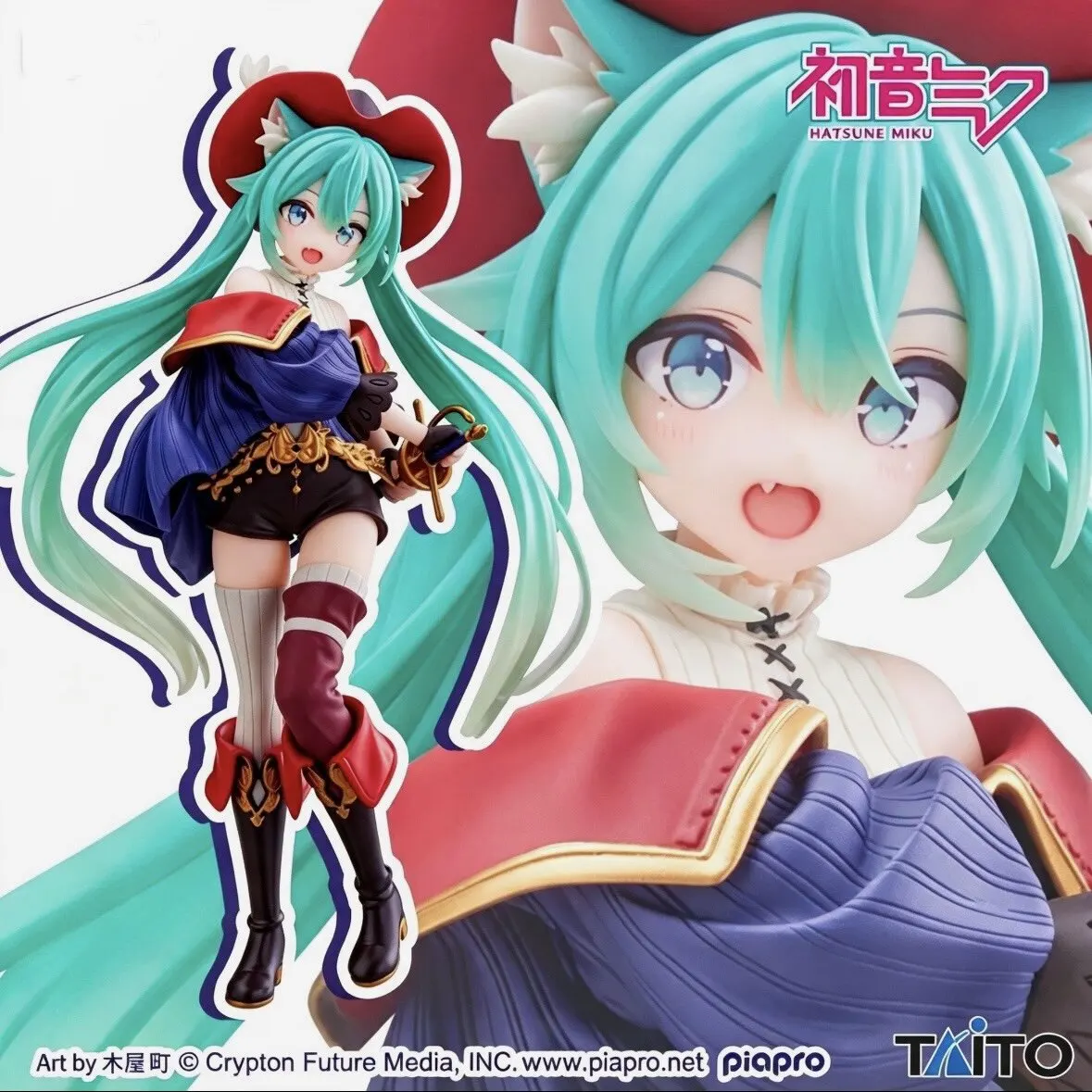 Hatsune Miku Desktop Cute Action Figure Tale Wonderland Miku Puss in Boots Anime Figurine Kawaii Girl Model Toy Adorable Decoraa
