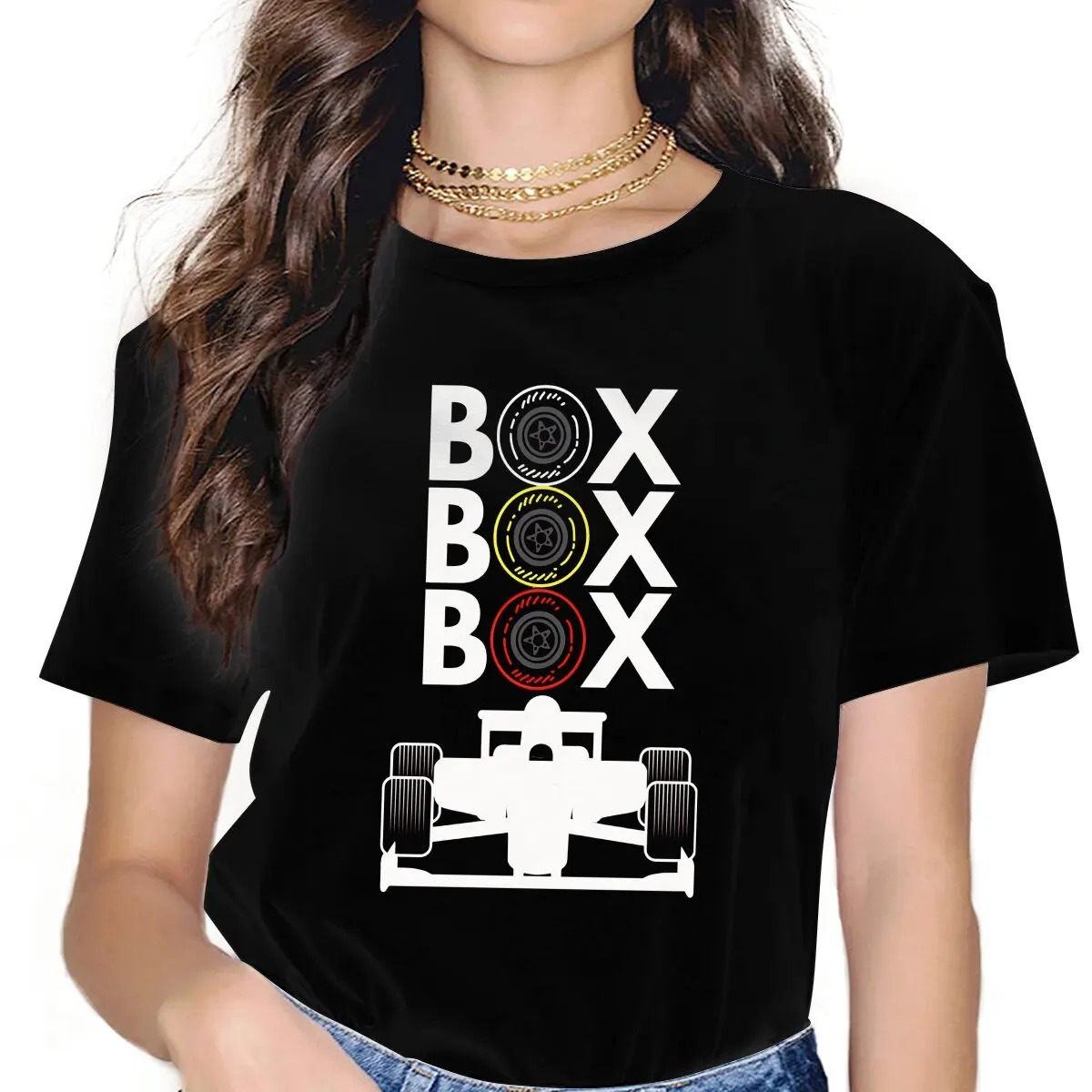 Novelty Racing Car Box Box Box T-Shirt for Women Crewneck T Shirt F1 Car Racing Short Sleeve Tees Summer Clothes