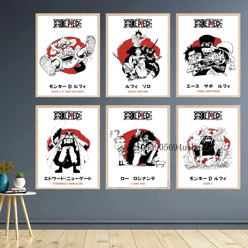 

ONE PIECE Poster Canvas Painting Monkey D. Luffy Home Decoration No Frame Anime Art Aesthetic Room Decor Picture Children's Gift