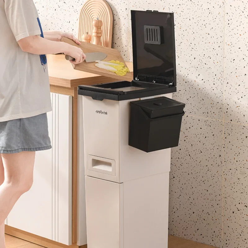 

Japanese Double Layer Classification Garbage Can Household Large Kitchen Dumpster Press Foot Step Type With Cover Rubbish Bin