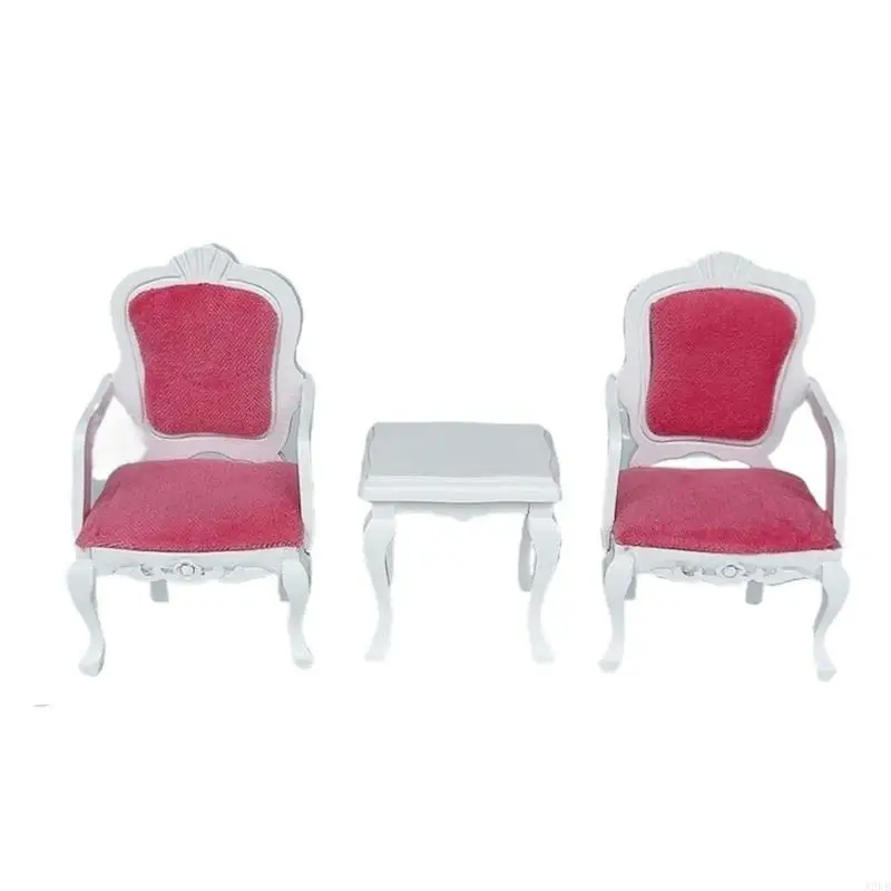 1/12 domek dla lalek miniaturowe meble drewniany stolik kawowy fotel do kreatywnego wyświetlania scen i entuzjastów A2UB