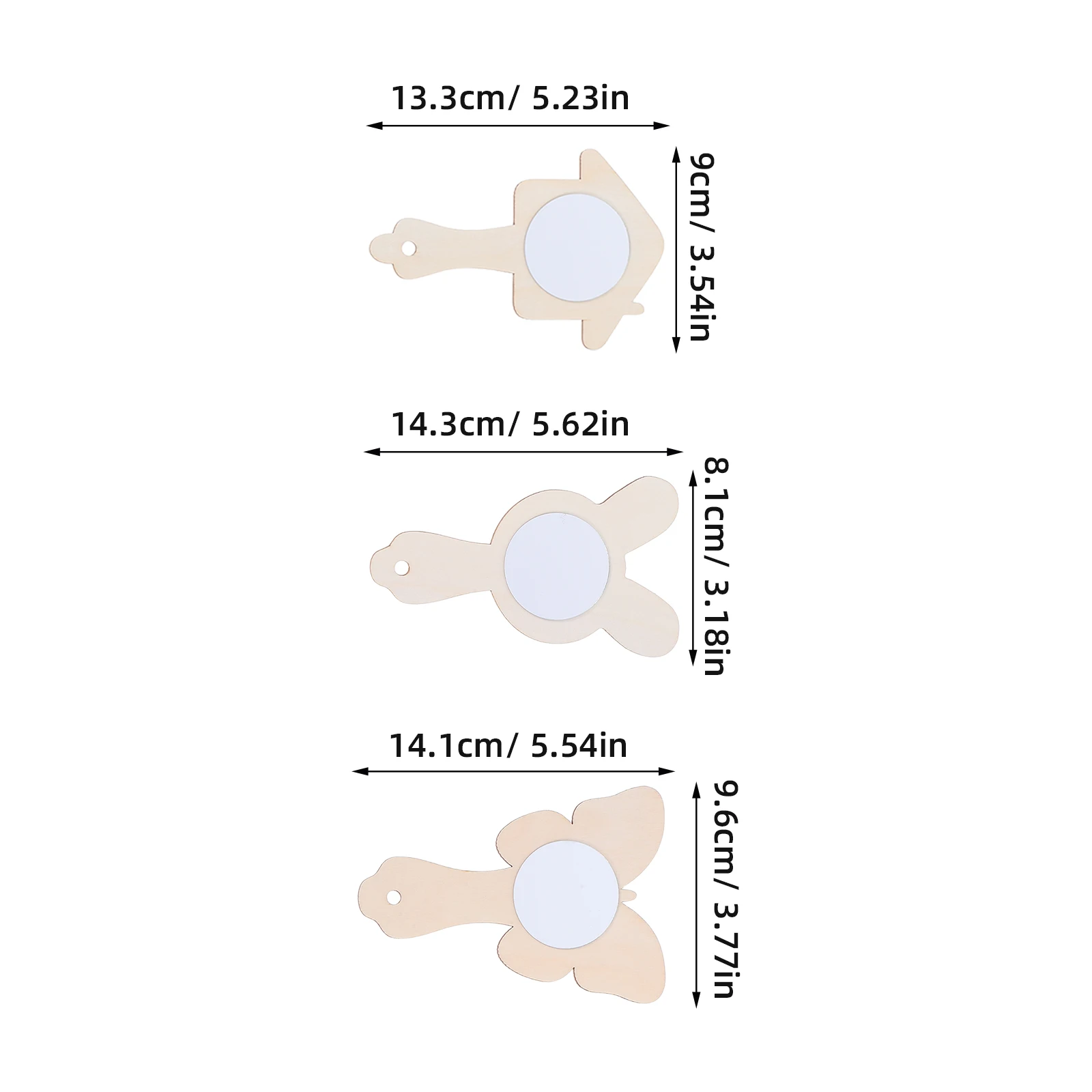 12 قطعة من المرايا الخشبية المحمولة ذاتية الصنع مجموعة حرفية غير مكتملة للأطفال للرسم والمشروعات الإبداعية مرايا صغيرة مرآة يدوية للأطفال