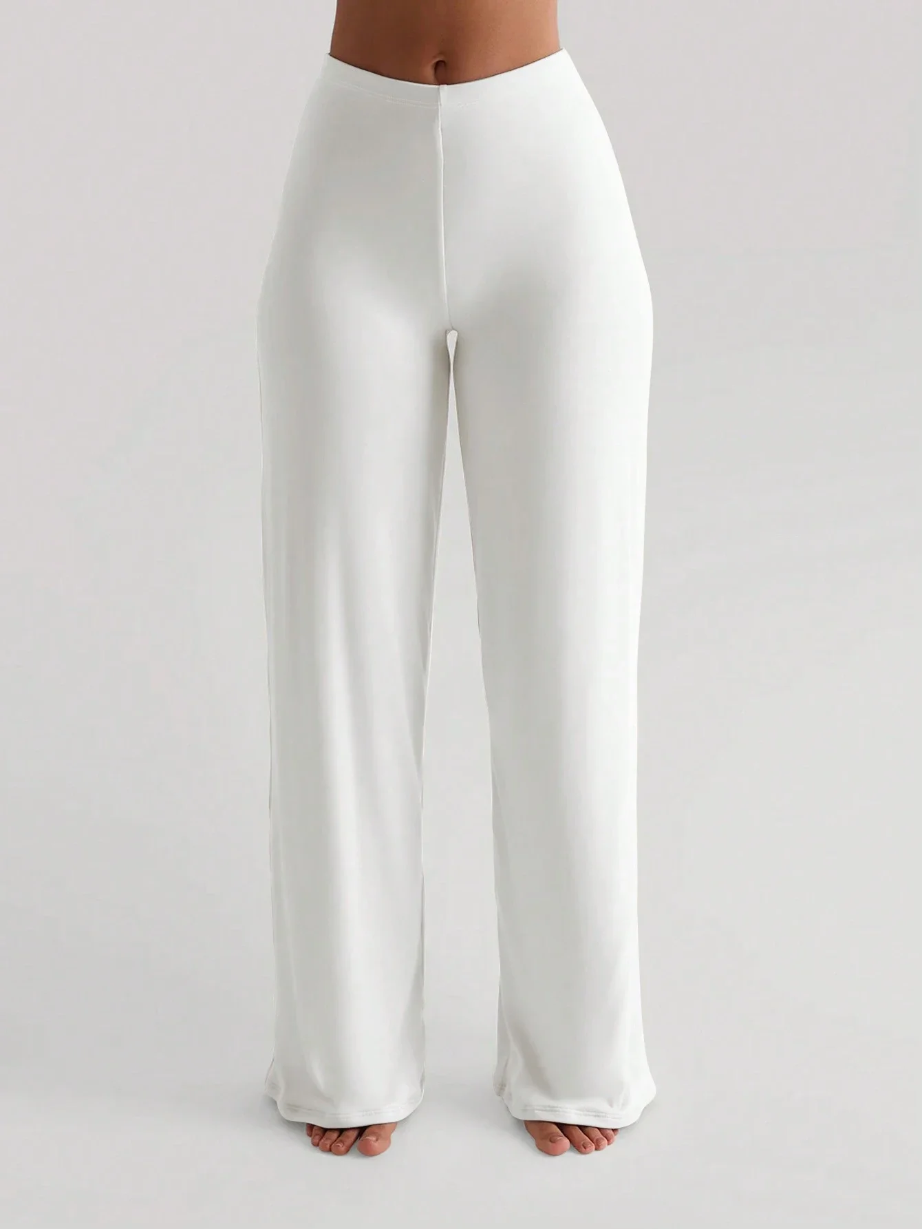 

Женские брюки с высокой талией, эластичные, прямого кроя, повседневные, полной длины