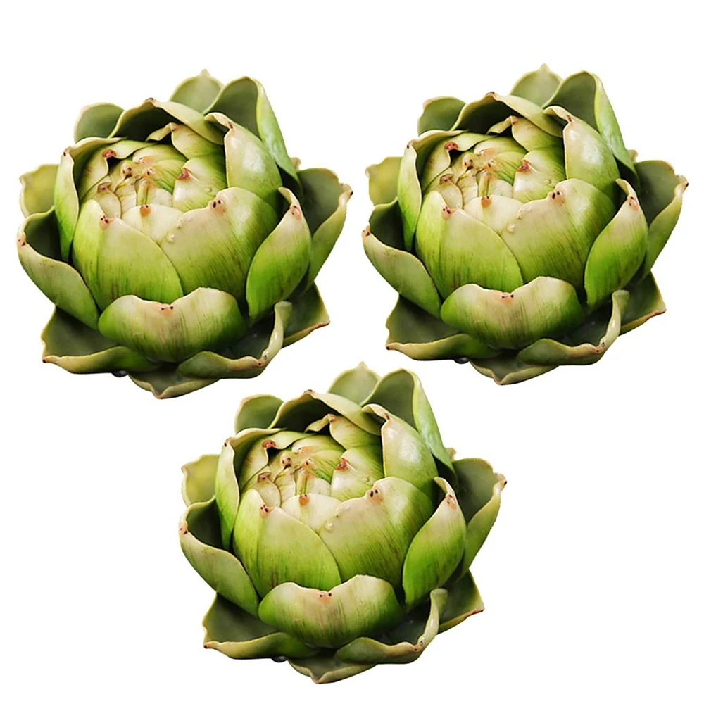 Artificial Plastic Flower for Table Decoration, Green Artificial Artichoke for Home, Wedding Party, 3Pcs