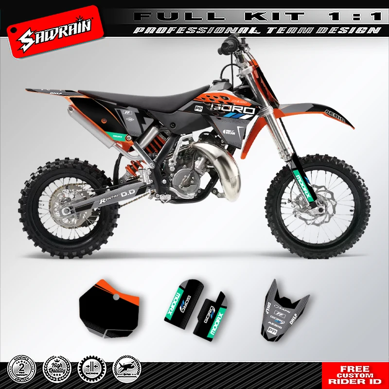 

Sawrain Custom Team мотоциклетные графические фоновые наклейки, комплект наклеек для KTM SX65 2009 2010 2011 2012 2013 2014 2015 006