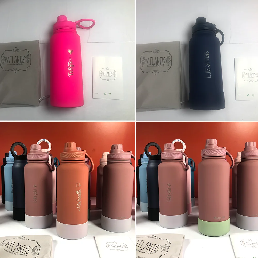 PuraCool Custom Water Bottle  1000ml/1L/32oz Insulated Thermos Tumbler Flask Customised Name