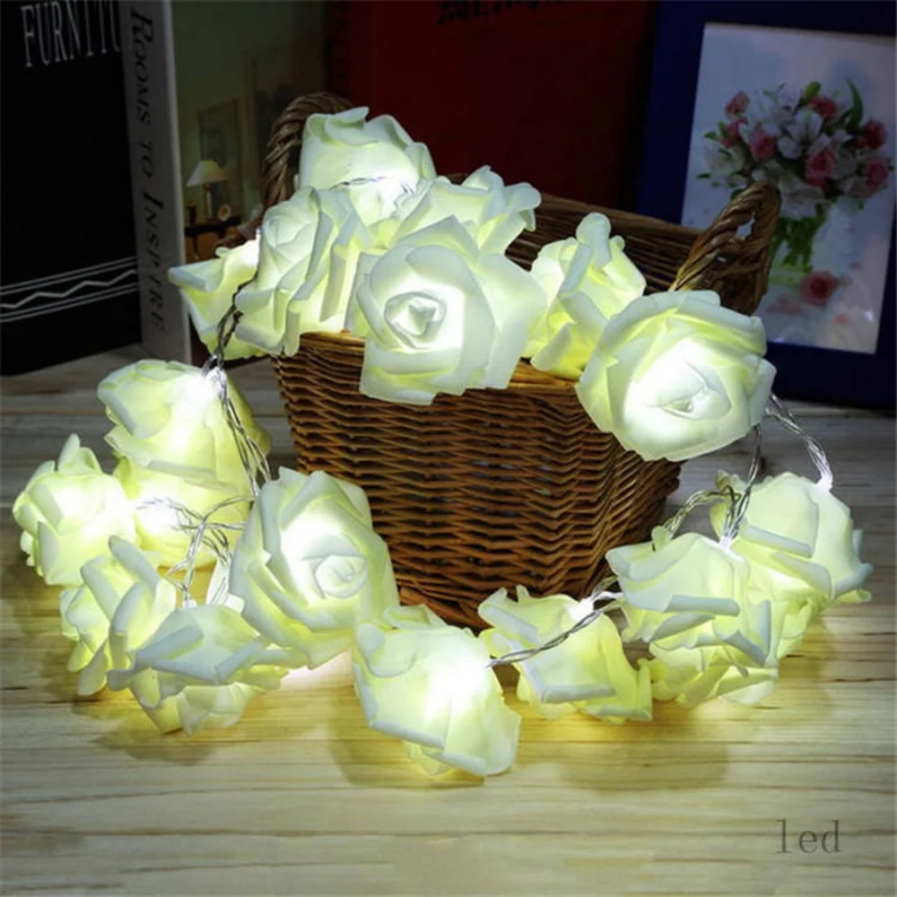

Rose Flower Festoon LED Lights String Lights 20 Leds Christmas Indoor Decorations For Home Valentines Fairy Light