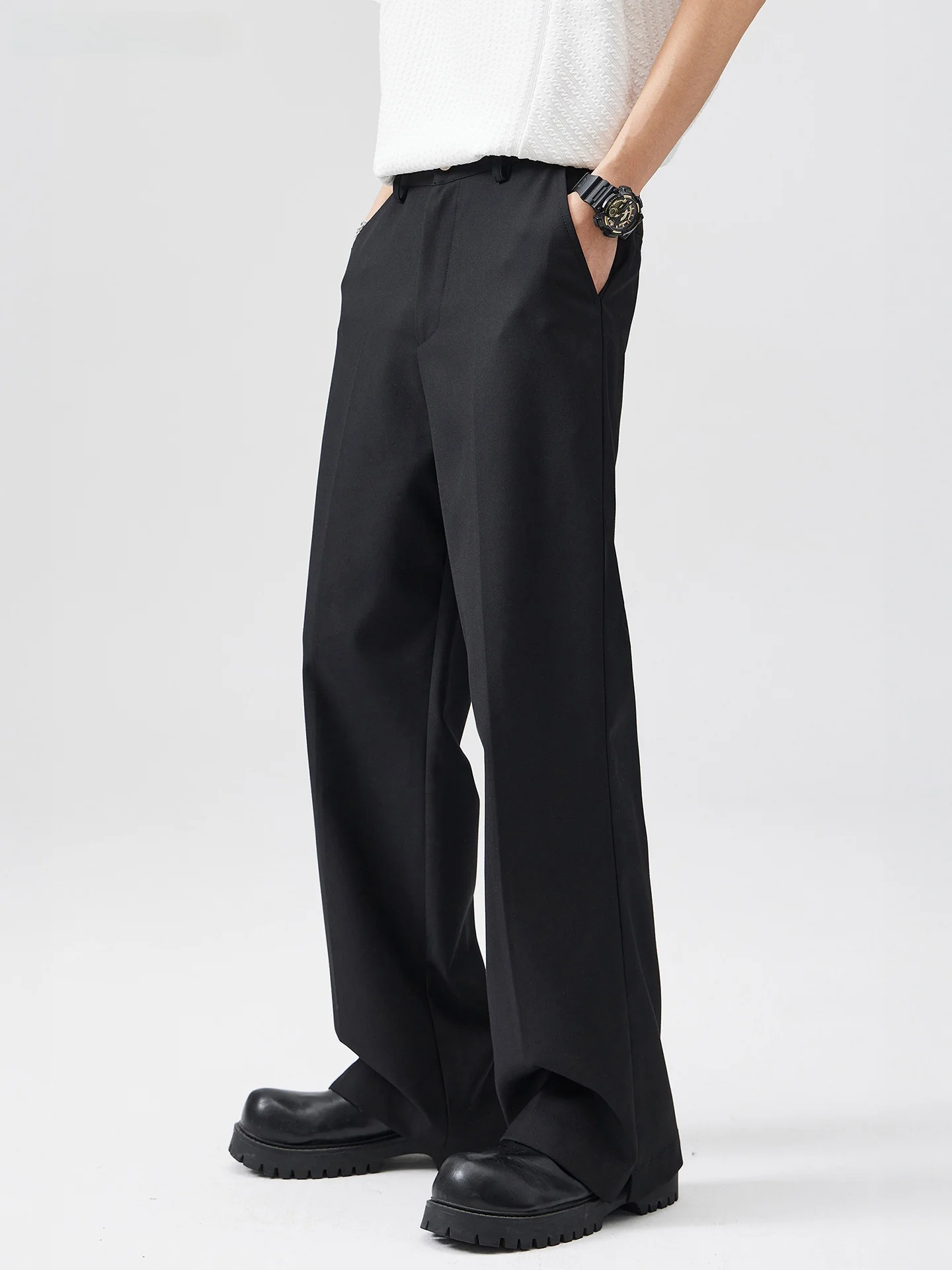 

Summer Bla Wide Leg Suit Pants Men Loose Straight Thin Casual High Street American Versatile Trendy Brand Long Trousers
