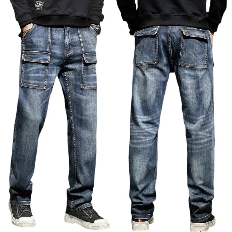 Men Low Drop Crotch Baggy Loose Jeans Hip-Hop Pants Personality Low Crotch Jeans Cowboy Pants