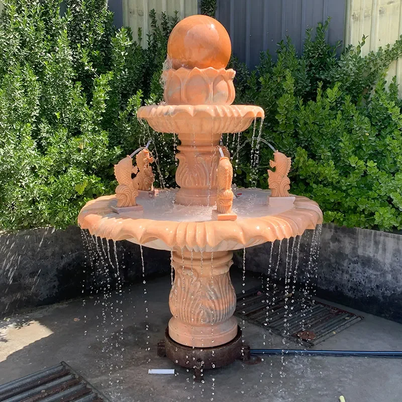 L2-3  Fountain Landscape Large Feng Shui Ball Garden Ornament Stone Carving Water Bowl Household Pool