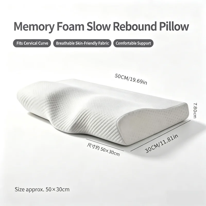 Butterfly Shaped Memory Foam Pillow – Orthopedic Cervical Neck Support, Slow Rebound Bed Pillow for Pain Relief & Sleep Comfort