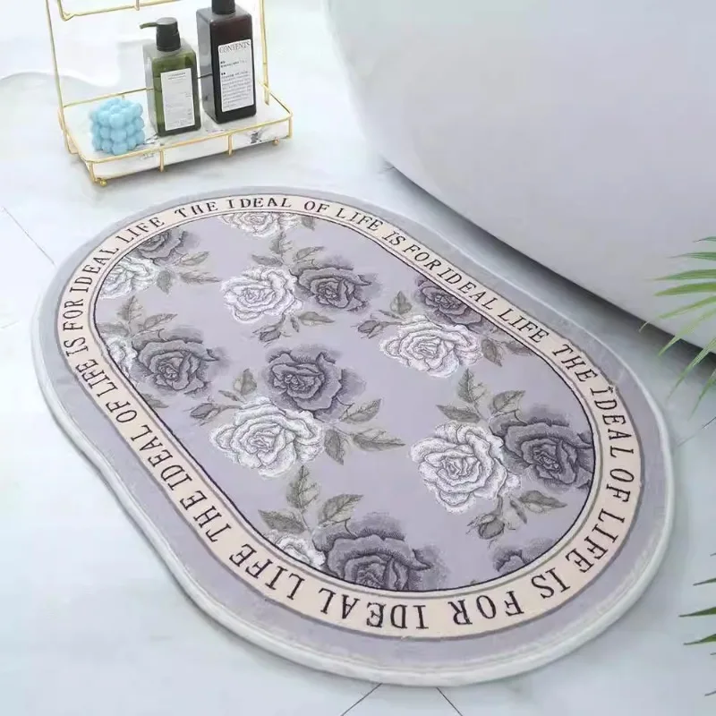 Nordic retro printed carpet imitation velvet bedroom bedside blanket bathroom door mat set living room door floor mat