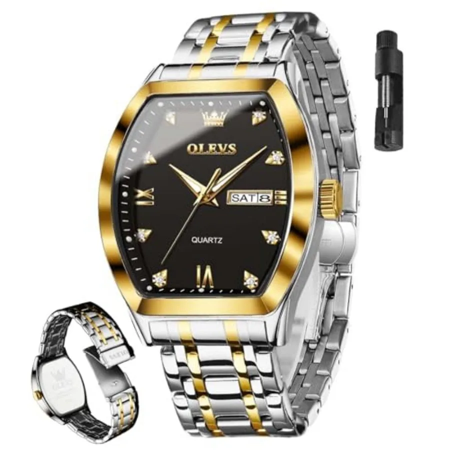 

OLEVS Mens Watches Luxury Business Analog Quartz Watches for Men with Stainless Steel Dress Date Waterproof Luminous Wrist Watc